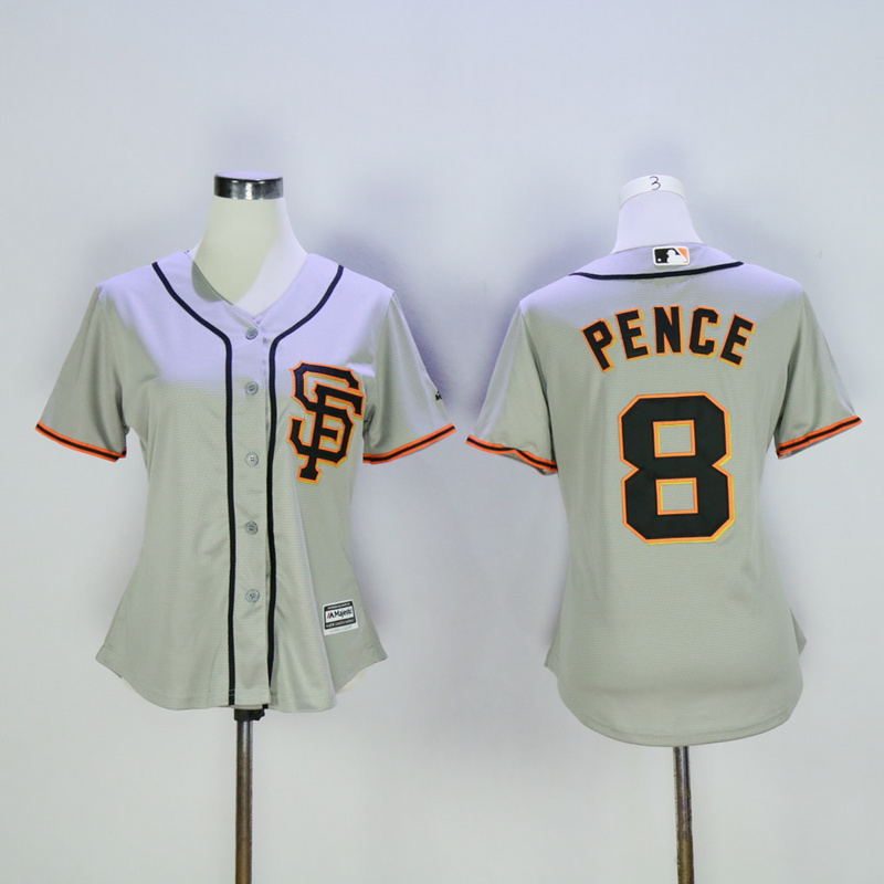 Women San Francisco Giants 8 Pence Grey MLB Jerseys